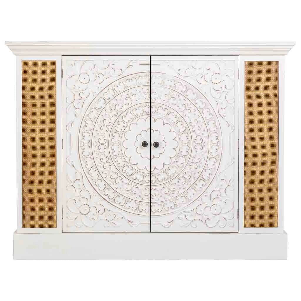 Credenza in legno bianco invecchiato con 2 porte 130x33x99h cm