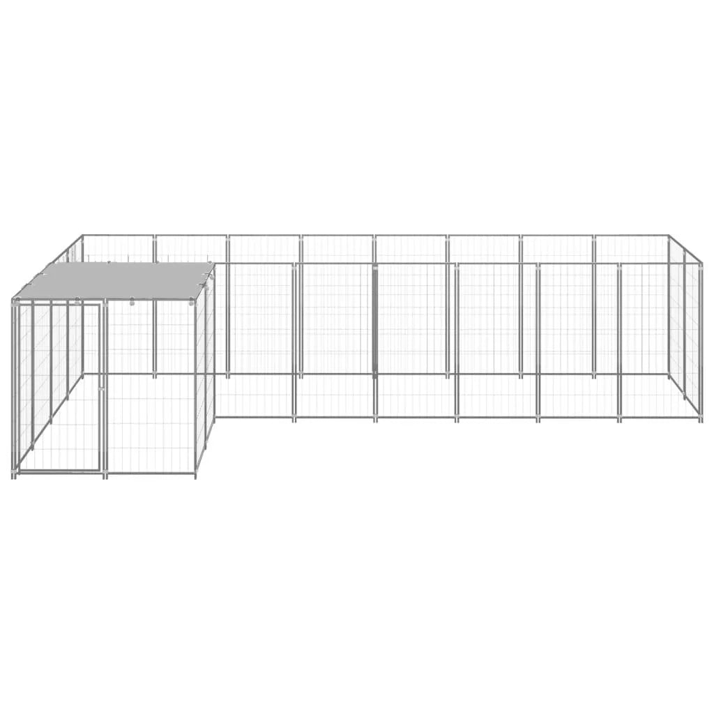 Recinto per animali da esterno per cani in acciaio color argento 6,05 m² 02_0000293