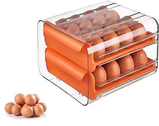 Scatola per uova, contenitore per uova, cassetta per riporre uova, scatola trasparente da riporre uova, contenitore per uova in plastica, contenitore per uova fresche, lattina (arancione)