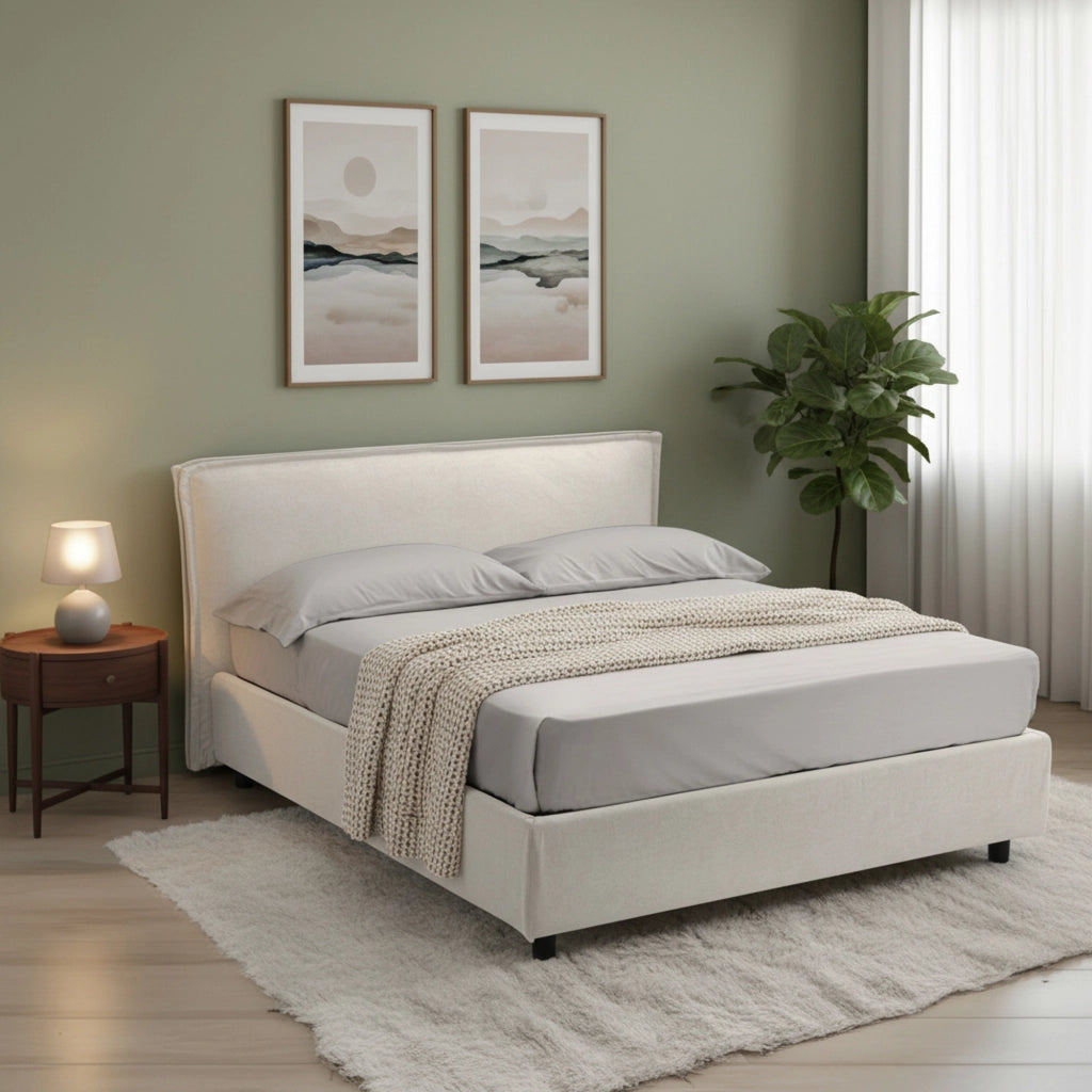 Brienza, Letto Alla Francese Materasso Incluso Made in Italy, Beige