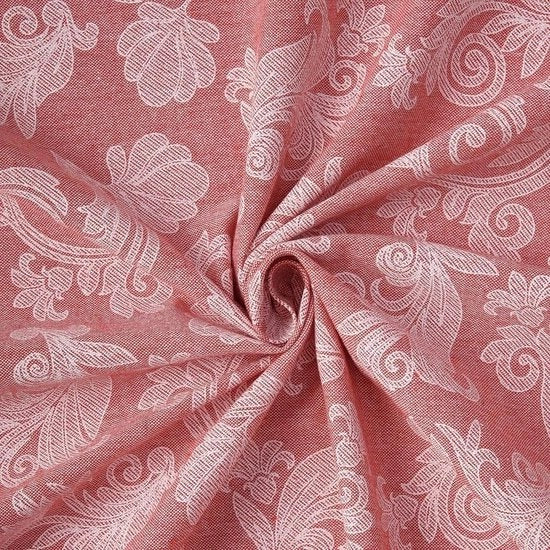 Tavolo per 4 posti da pranzo, disegno fiori rossi, cotone chambray, dimensioni 32 x 150 cm, per riunioni di famiglia, feste, festività, lavabile e riciclabile