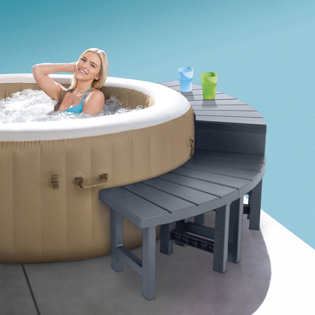 Intex 28515 Set di Panchine per PureSpa Rotonda 4 posti 2 pezzi medi e 2 pezzi alti marrone scuro