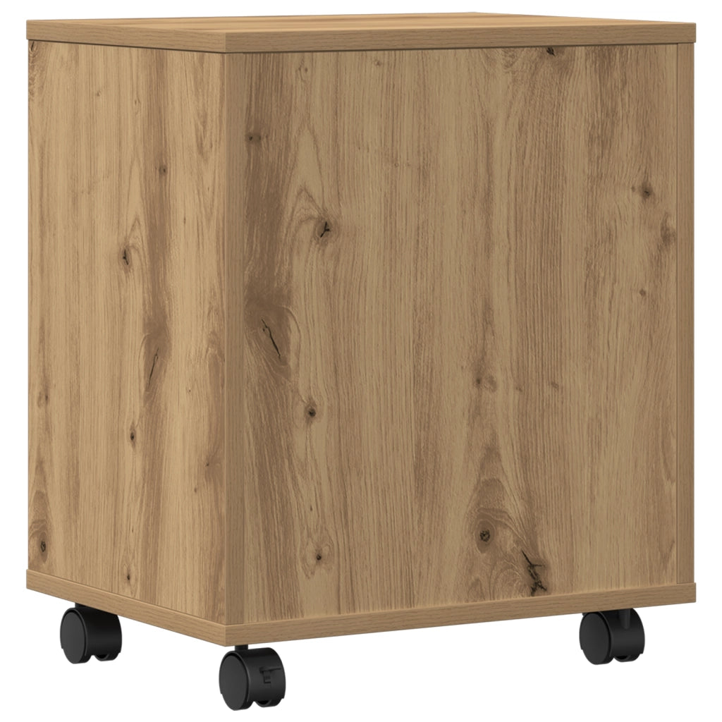 Supporto per Stampante  con Ruote Rovere Artigianale 41x32x48 cm