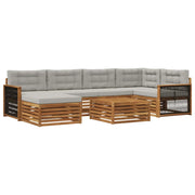Set di divani da esterno 7 pcs Naturale e Grigio Chiaro