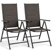 Set 2 Sedie Sdraio Nero Pieghevoli e Salvaspazio con Schienale Alto Ergonomico