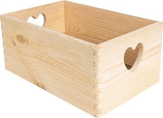 Cassa in Legno Liscio 30 x 20 x 14 cm Senso Unico - Maniglie Cuore - Documenti Giochi Attrezzi