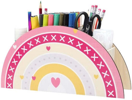 Organizzatore per Ufficio Regenboog, Pennaiole per Bambini Organizzatore per Ufficio in Legno Regenboog Pennaiole per Bambini con 5 Compartimenti Organizzatore per Pennarelli Organizzazione delle Classi
