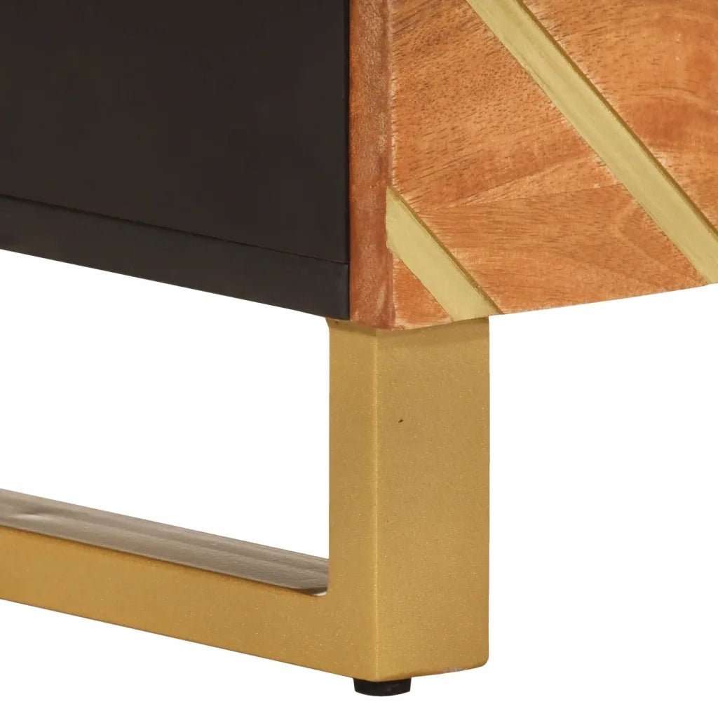 Mobile TV | Armadietto TV | Mobile Porta TV Marrone e Nero 100x33,5x46 cm in Legno di Mango
