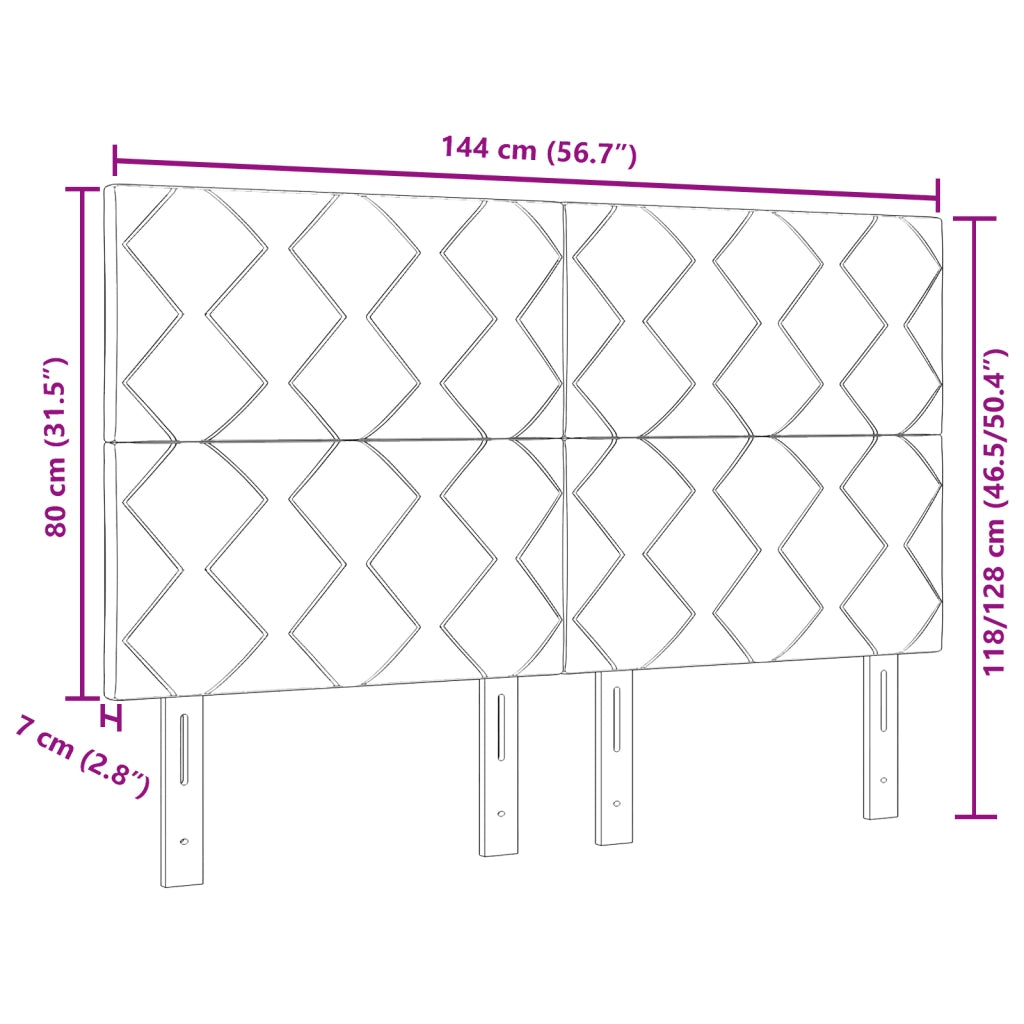 Testata LED Design a Blocchi di Diamanti Nera 144 cm Velluto