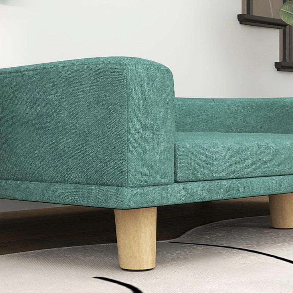 Divano per Cani Imbottito con Cuscino Rimovibile, Gambe in Legno di Pino, Verde, 98 x 67 x 25 cm