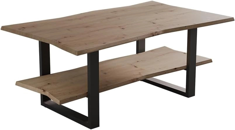 Tavolino da salotto Yan, Artigiano, 100 x 60 cm, con spazio di archiviazione, con ripiano per riviste e telecomandi