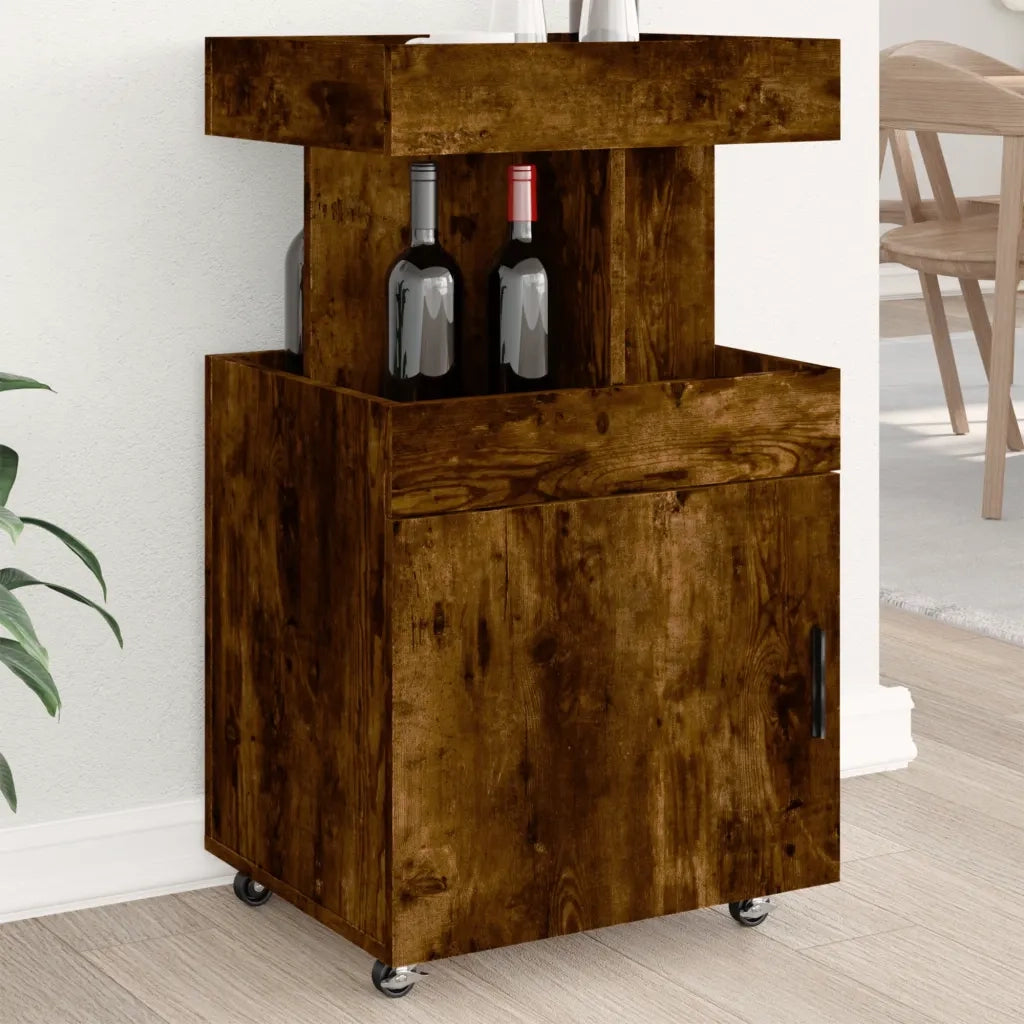 vidaXL Carrello Bar Rovere Fumo 50x41x89 cm in Legno Multistrato