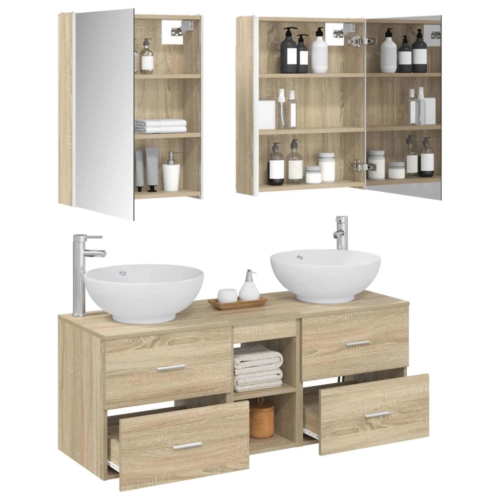 Set di mobili per il bagno 5 pcs Rovere Sonoma 3406969