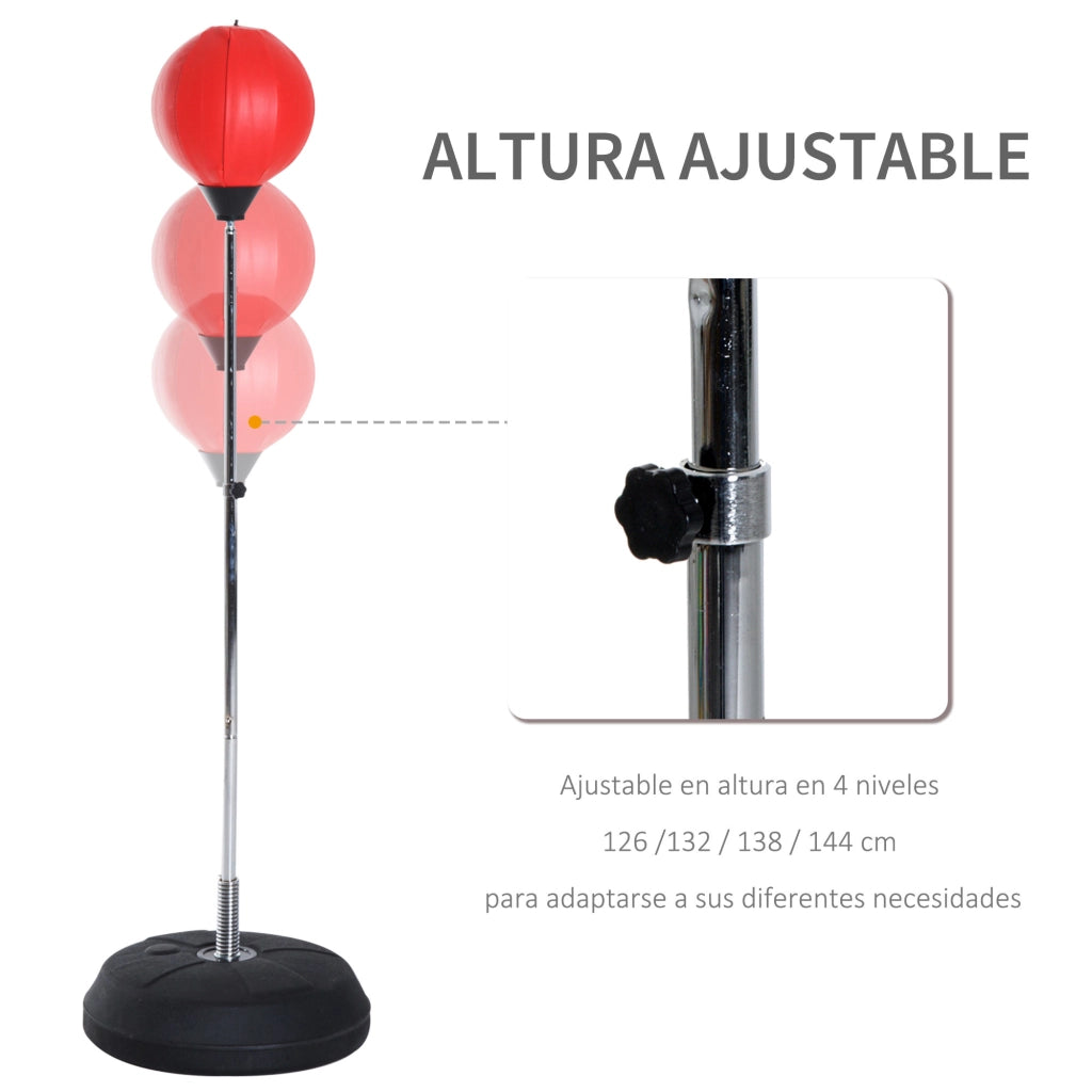 Sacco da boxe regolabile ¨C Zephmum ¨C 126-144 cm rosso e nero con guanti