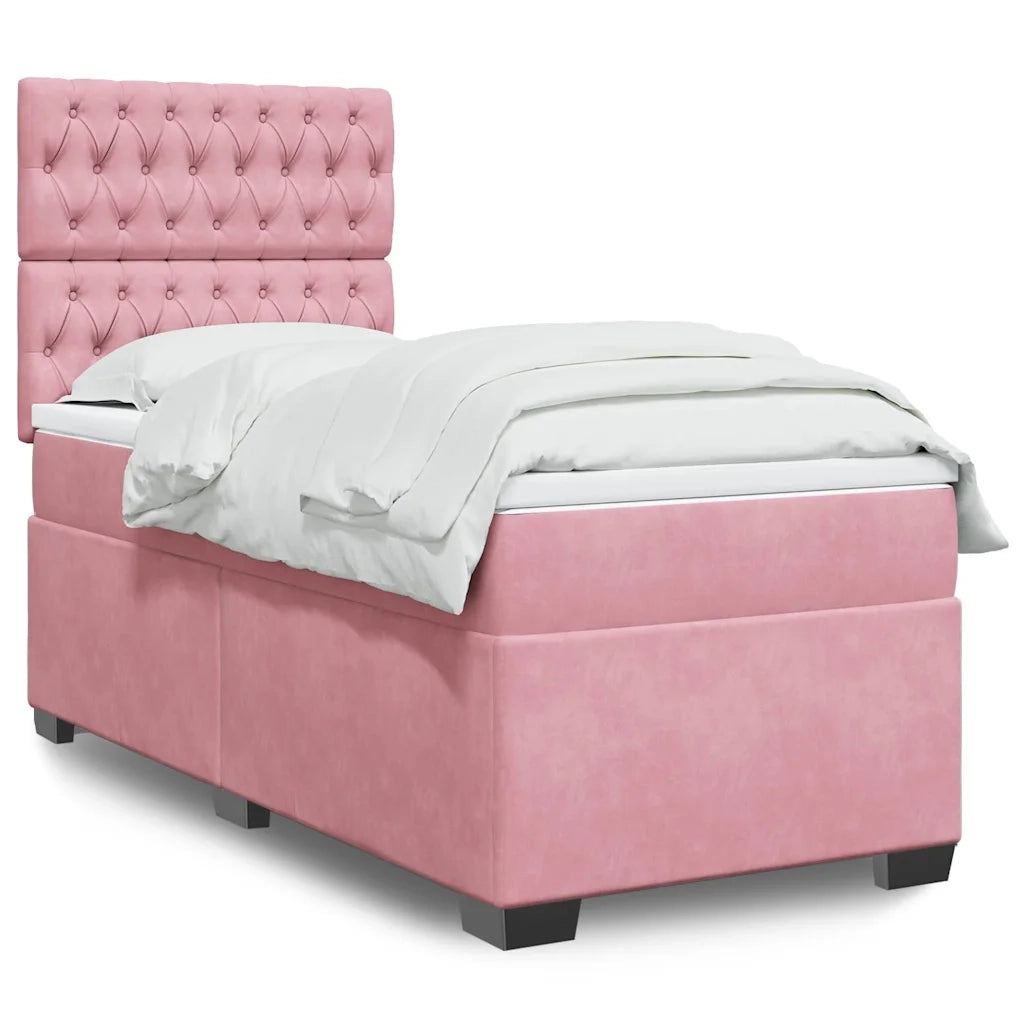 Giroletto a Molle con Materasso Rosa 90x190 cm in Velluto 3293097
