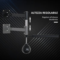 Speed Bag a Parete per Boxe e MMA ad Altezza Regolabile con Asta 79x72x20 cm in Acciaio e PU Nero