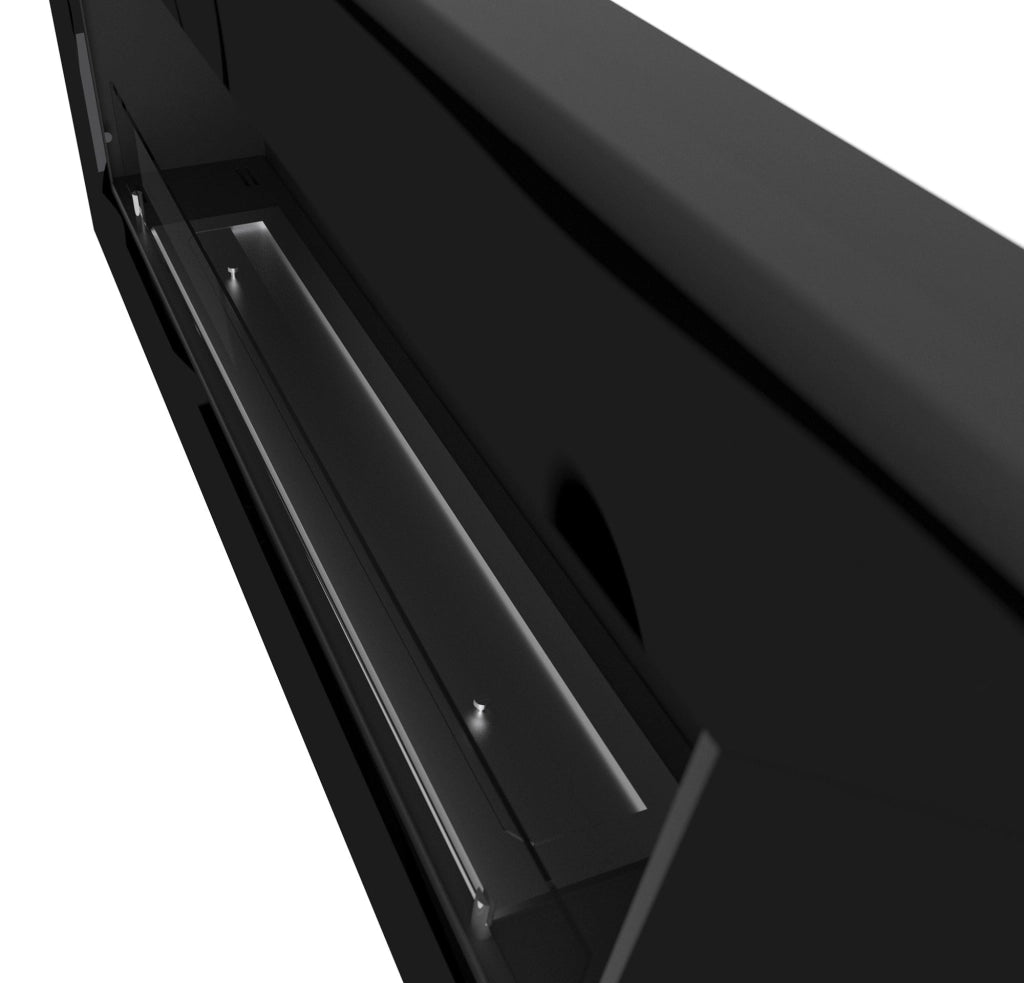 Camino a Bioetanolo da Incasso 120x45 cm Corner 1200 Right Destro Nero con Vetro