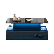 TAVOLO Basso LED 90x55x41 cm Nero lucido con 4 cassetti