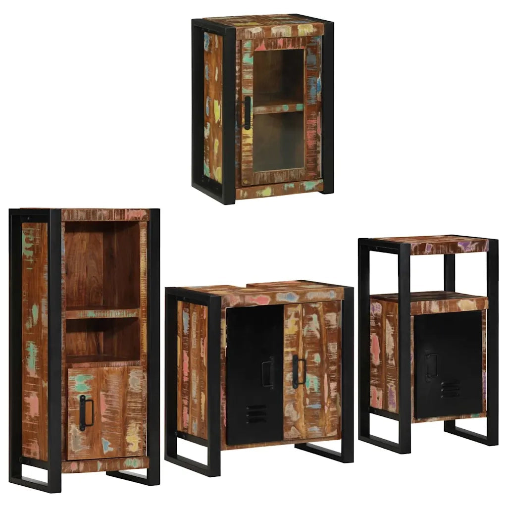 Set di mobili per il bagno 4 pcs Legno massello riciclato