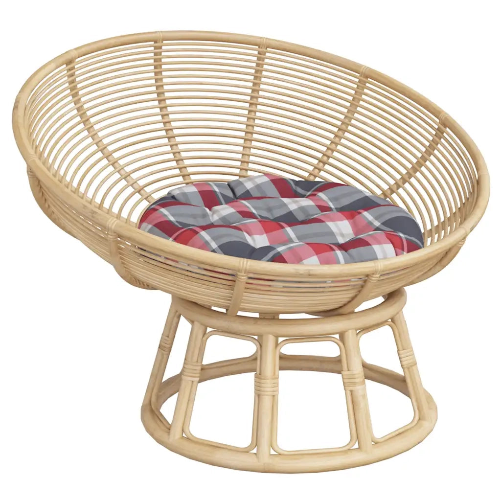 Cuscino Rotondo Rosso Motivo a Quadri Ø 60x11 cm Tessuto Oxford 361953