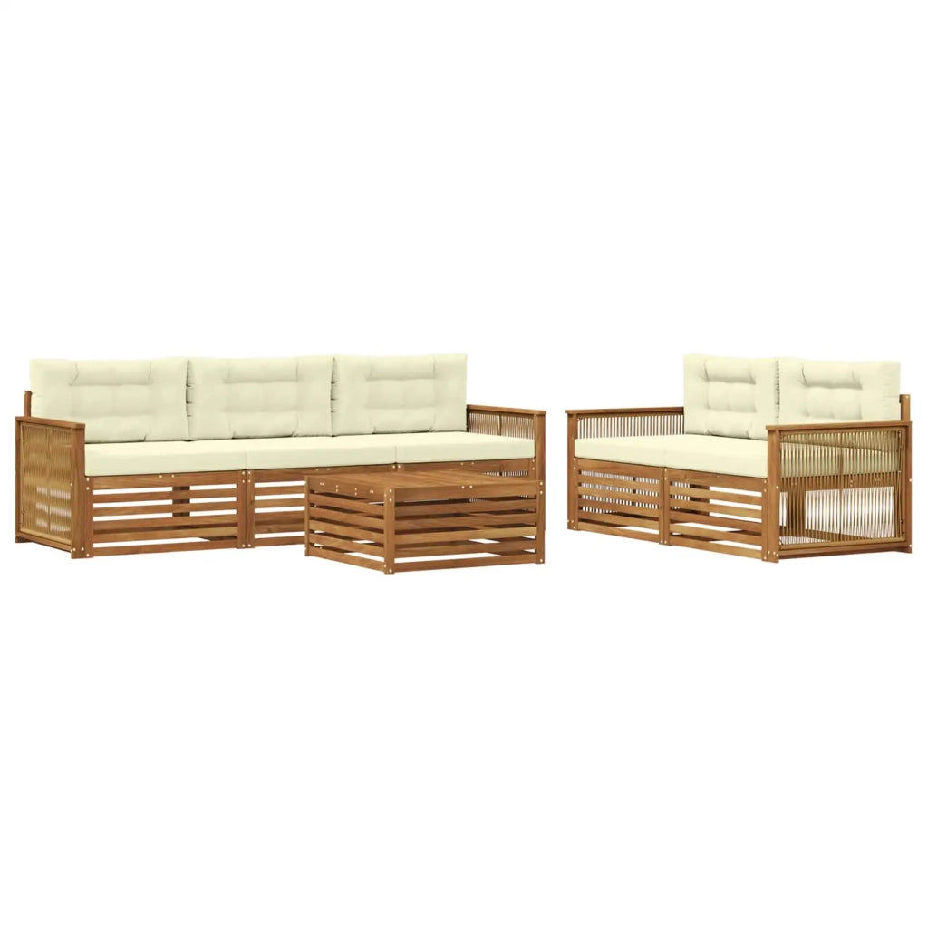 Set di divani da esterno con cuscino 6 pcs Naturale e Crema 3383028