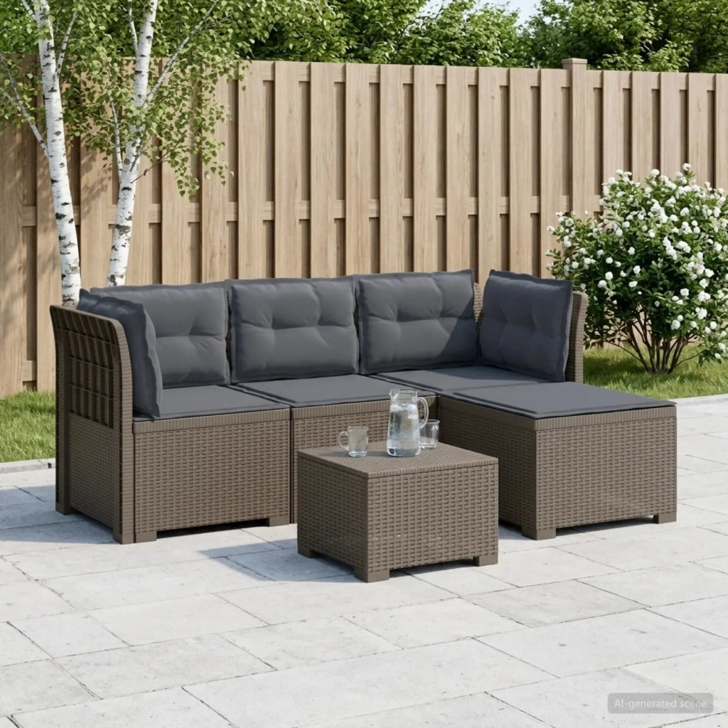 Divano da giardino 4 posti con cuscini aspetto rattan PP 3443957