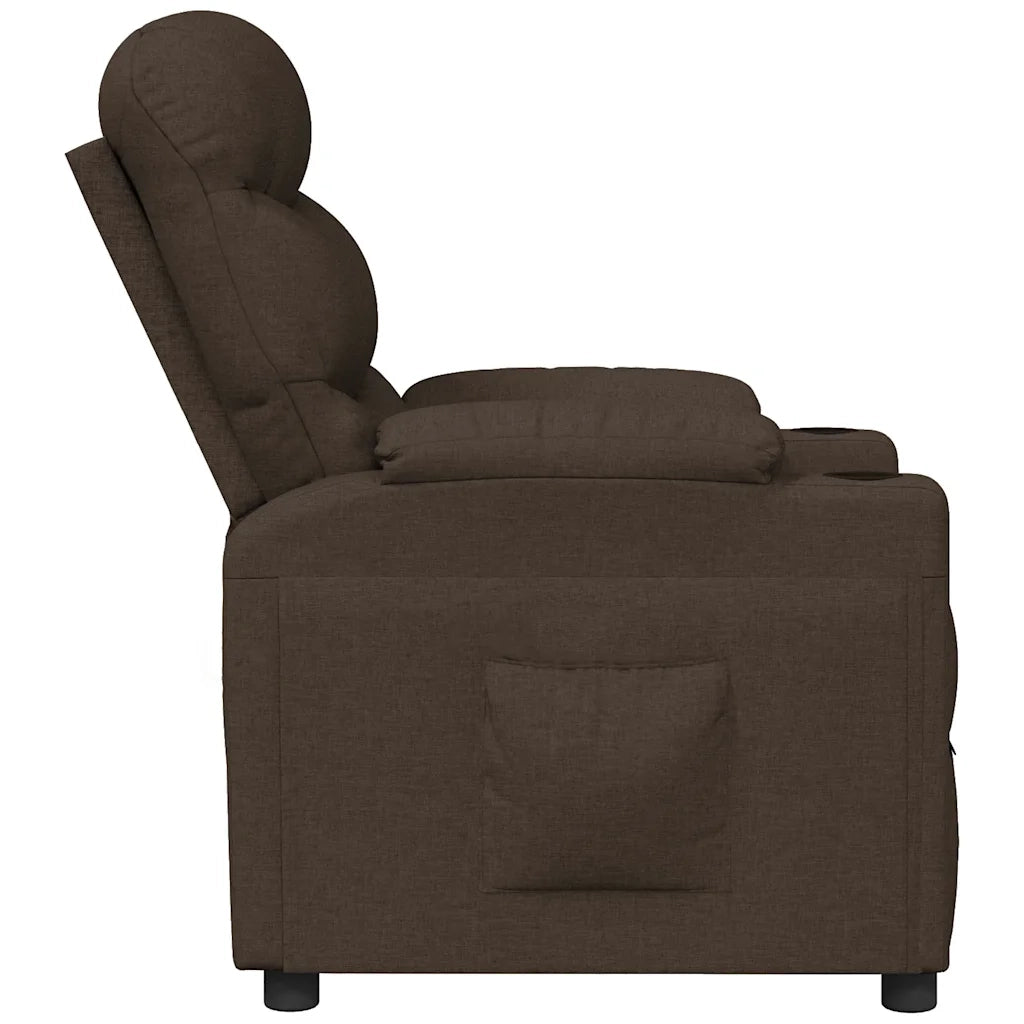 Poltrona reclinabile in tessuto marrone scuro 348075