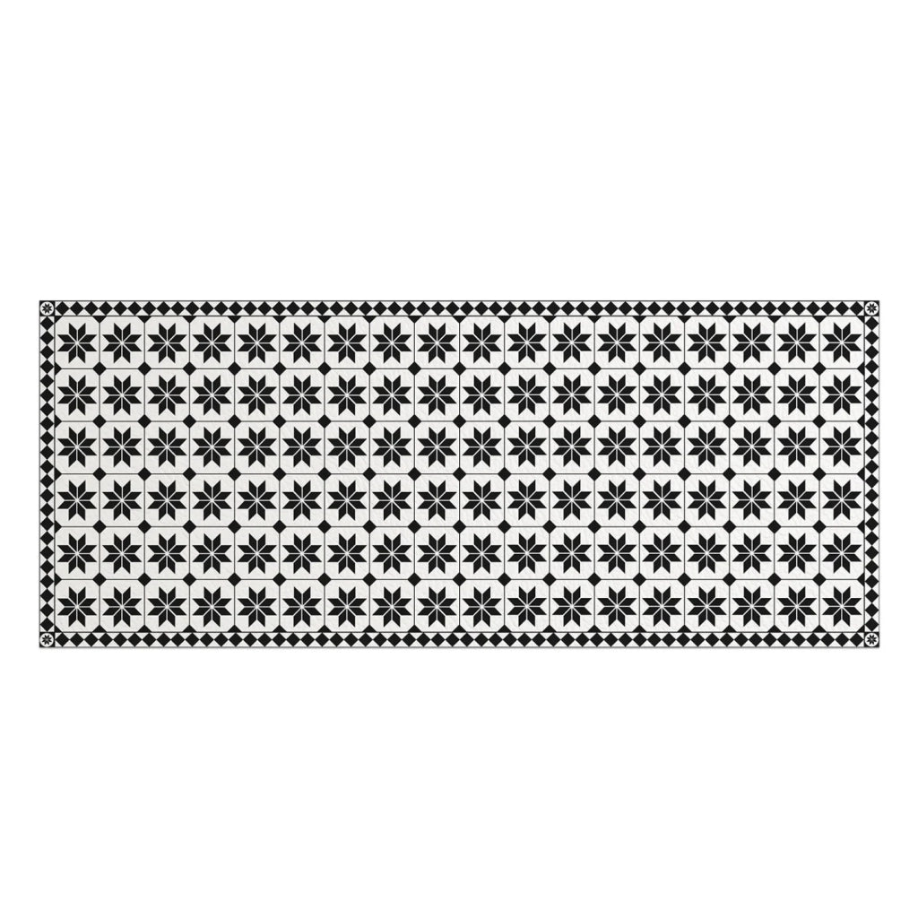 IDMarket - Tappeto in vinile effetto mosaico bianco e nero 66 x 160 cm