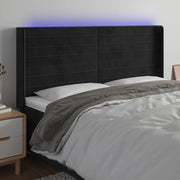 Testiera a LED-Testata con LED Nera 163x16x118/128 cm in Velluto 933082