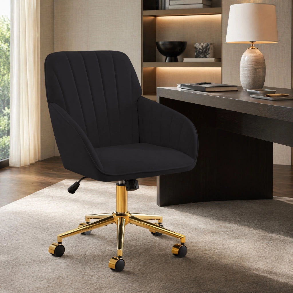 SEDIA girevole regolabile 50-59 cm in velluto nero