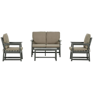 Set Salotto da Giardino Divano 2 Poltrone e Tavolino in HDPE con Cuscini Grigio Scuro