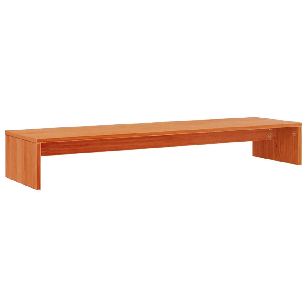 Supporto per monitor color miele 100 x 27 x 15 cm legno massello di pino marrone 02_0029222