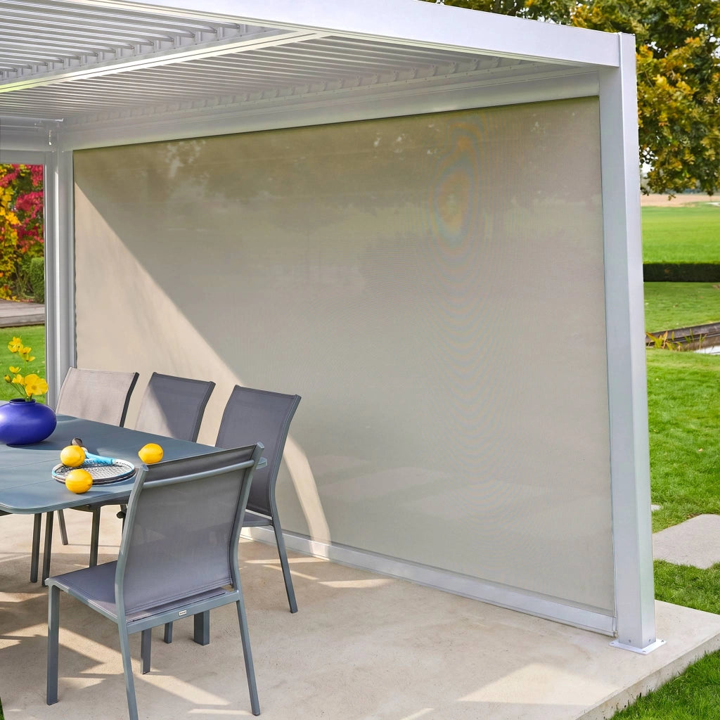tenda laterale avvolgibile alluminio e textilene per pergola, 4m,