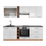 Cucina componibile Fame-Line Bianco lucido/Rovere dorato 235 cm, PL Antracite Vicco