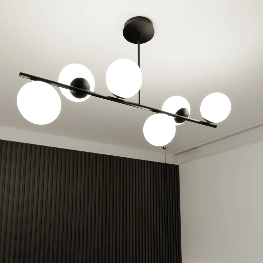 Plafoniera Contemporaneo Shiva Acciaio Nero 6 Luci E14 Ip20