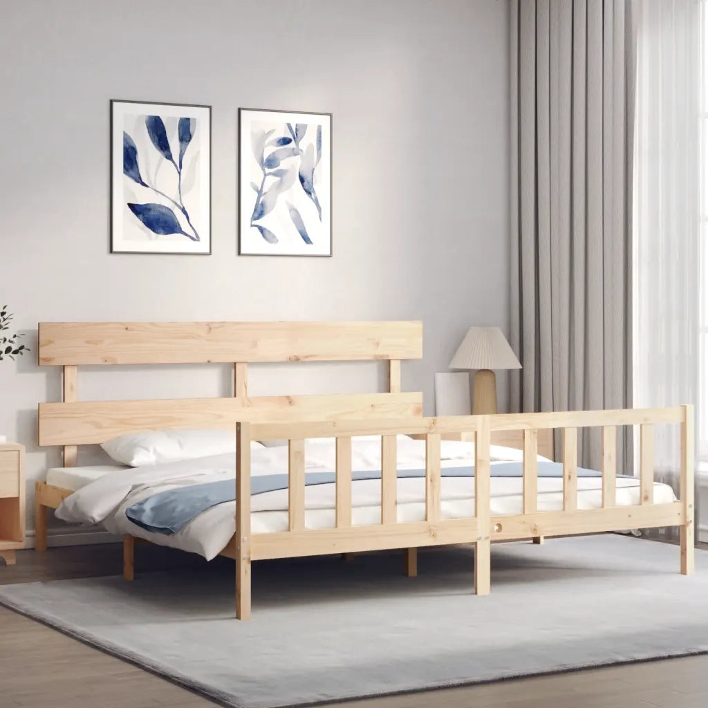 Giroletto senza Materasso-Struttura Letto 200x200 cm in Legno Massello di Pino 815826