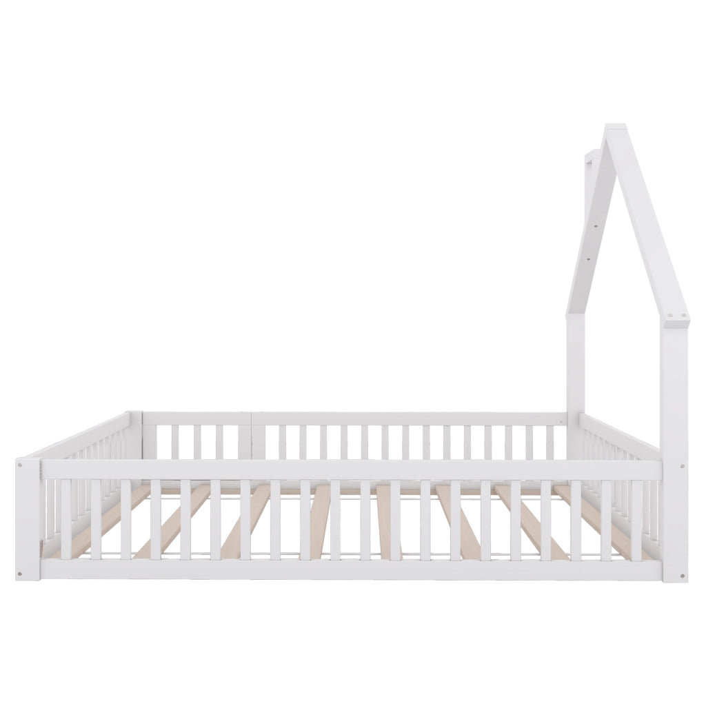 LETTO per bambini a forma di camino 140 x 190 cm in pino e MDF bianco