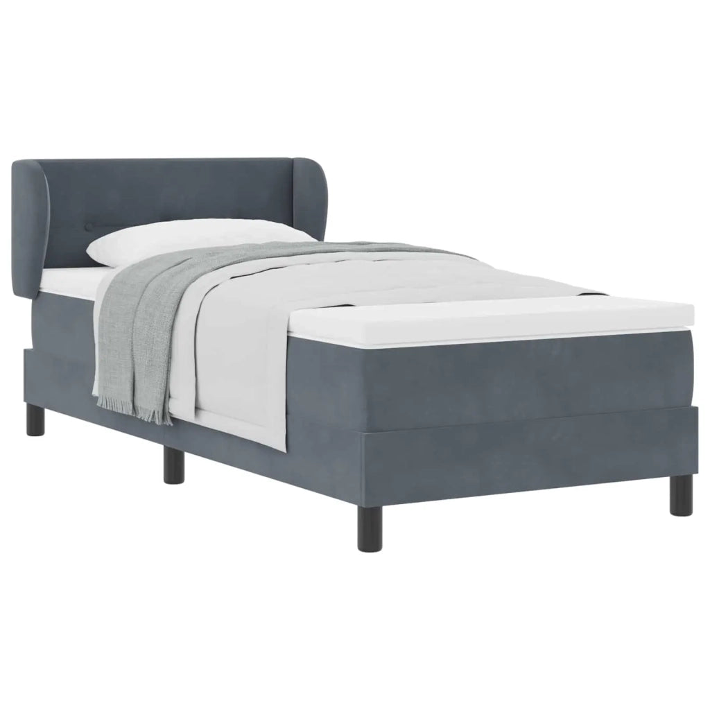 Letto a molle con testiera Grigio scuro 90 x 200 cm Velluto 3340371