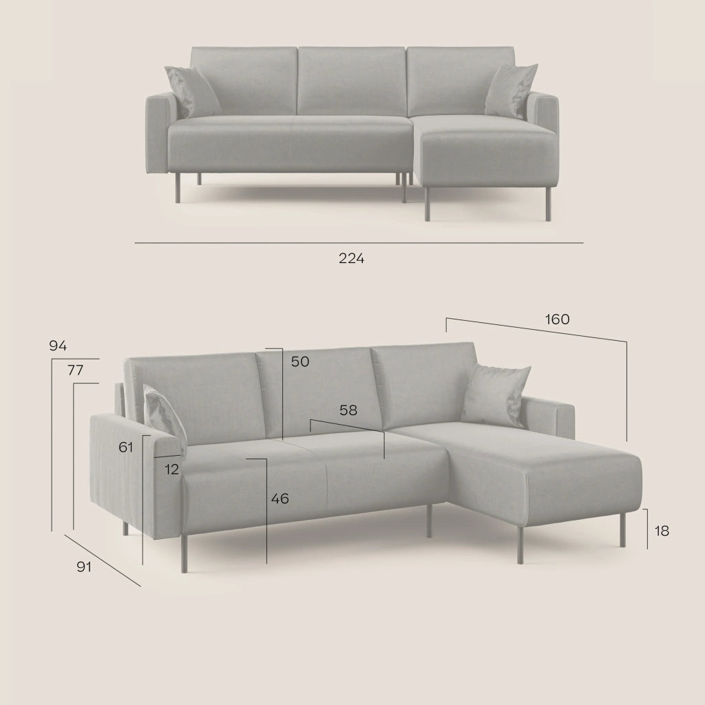 Arthur Divano moderno angolare in velluto morbido impermeabile T01 224 cm Sinistro petrolio 224 cm Sinistro petrolio