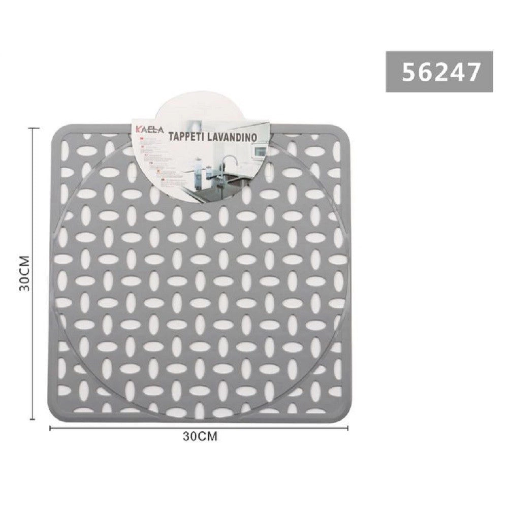 Trade Shop - Tappeto Tappetino Lavello Lavandino Quadrato Cucina 30x30cm Grigio Chiaro 56247 -