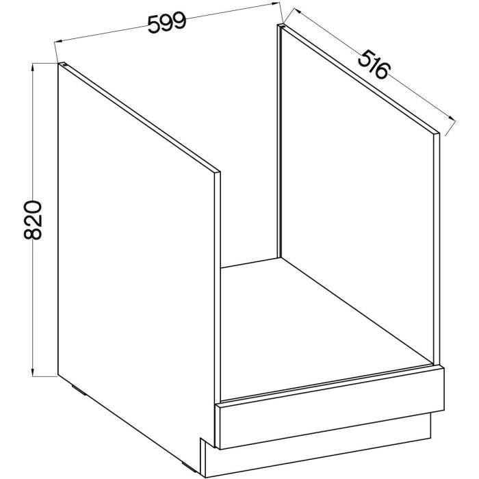 Base per forno incasso con piano di lavoro - Grigio opaco - L 60 x P 51,6 x H 85 cm - LASSEN