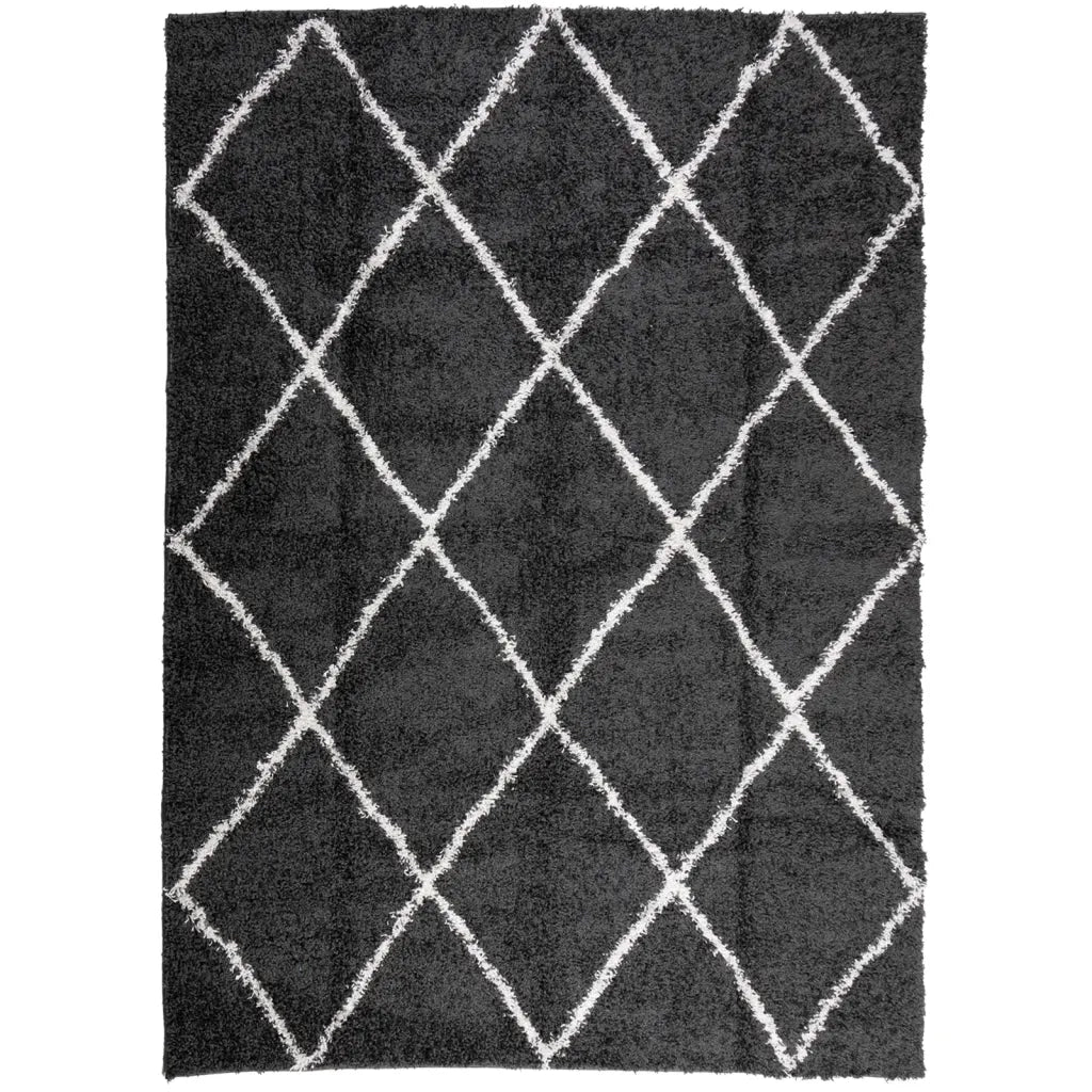 Tappeto Shaggy PAMPLONA a Pelo Lungo Nero e Crema 200x280 cm 375415