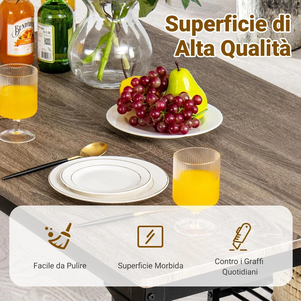 Set Tavolo e Sedie da Cucina 4 Pezzi, Tavolo da Pranzo con 2 Sedie e 1 Panca, Set Mobili da Cucina Salvaspazio con 4 Posti, per Sala da Pranzo e Soggiorno (Rovere grigio)