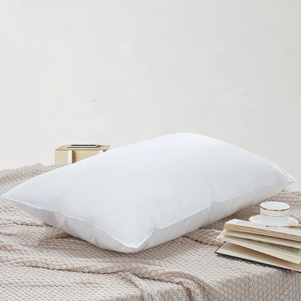 Set 2 Cuscini Guanciale Letto Bianco Microfibra Imbottitura Morbida 90 x 40 cm
