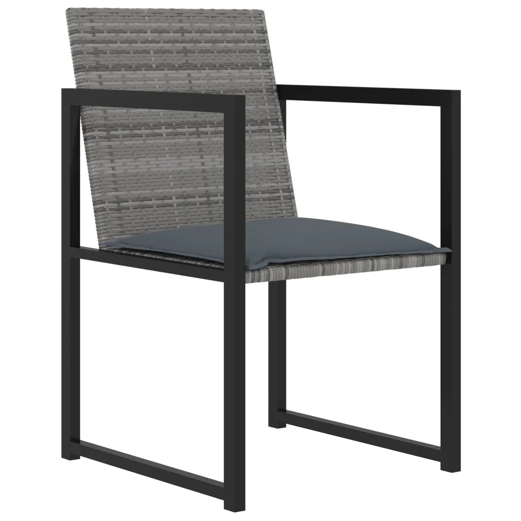 Set da Pranzo da Giardino 9 pz con Cuscini in Polyrattan Grigio 313119