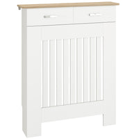Copritermosifone a Doghe 78x19x97 cm Antiribaltamento con Cassetto in Legno Bianco