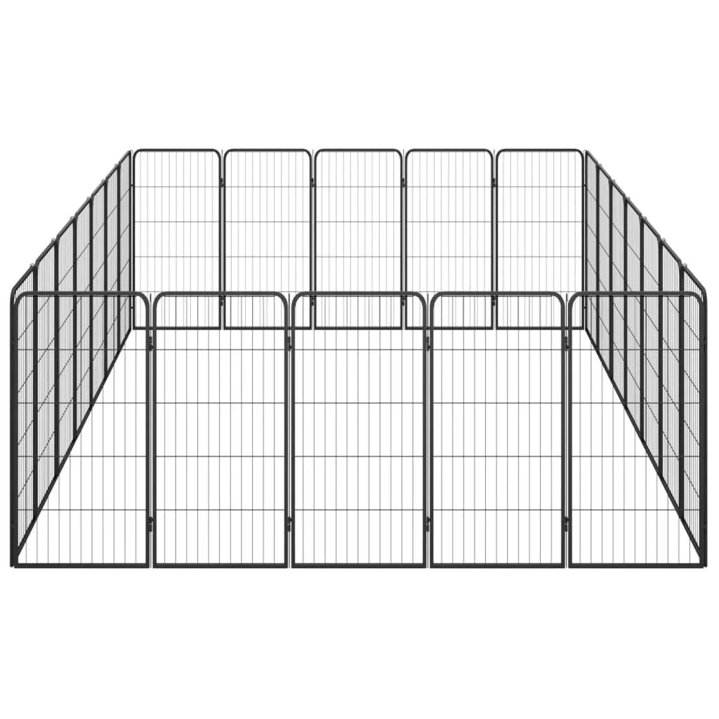 Recinto per cani con 24 pannelli 50 x 100 cm acciaio verniciato a polvere nero 02_0043622