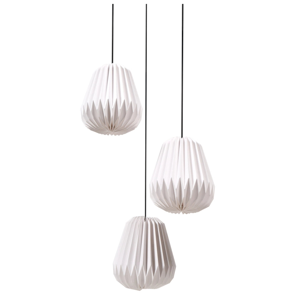 Lampada a sospensione a 3 luci con paralume in carta bianca e base in metallo stile moderno luce d'atmosfera soggiorno camera da letto