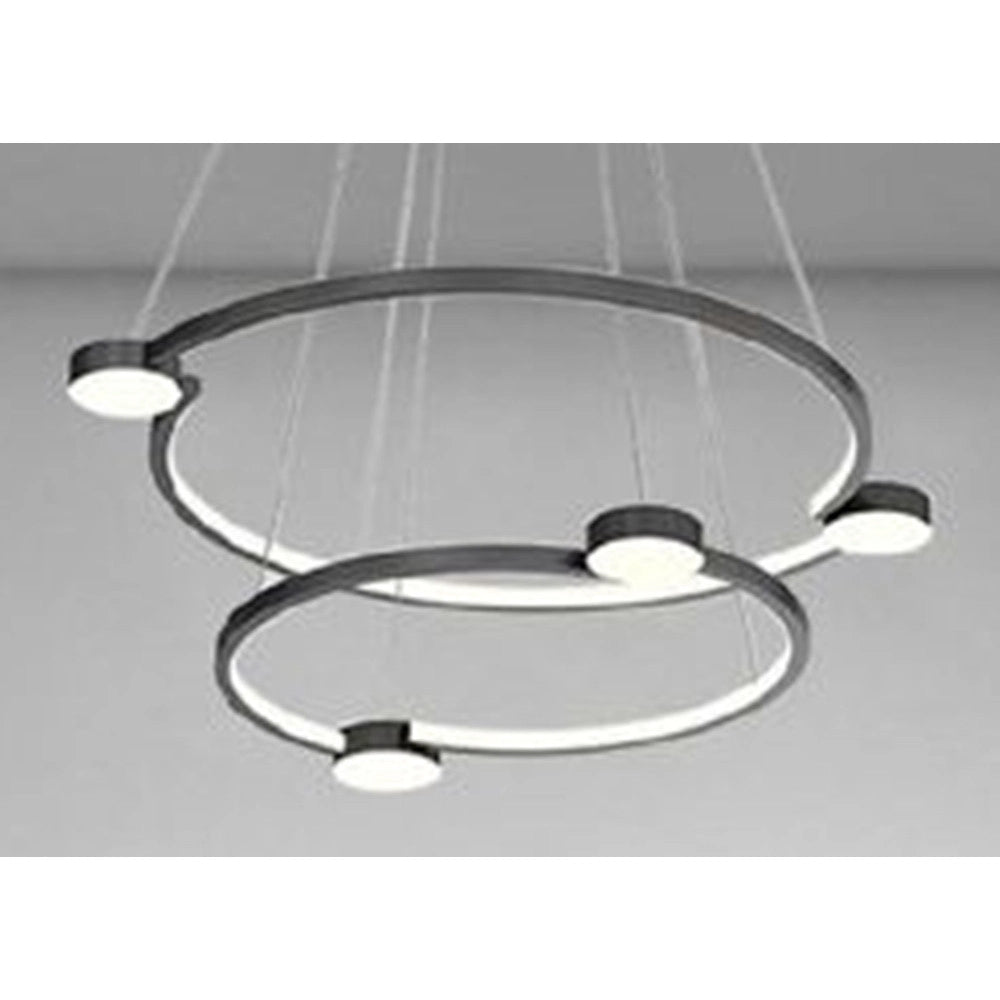 Trade Shop - Lampadario A Sospensione Led 60w 2 Cerchi Con Telecomando Design Moderno Nero 71125 -