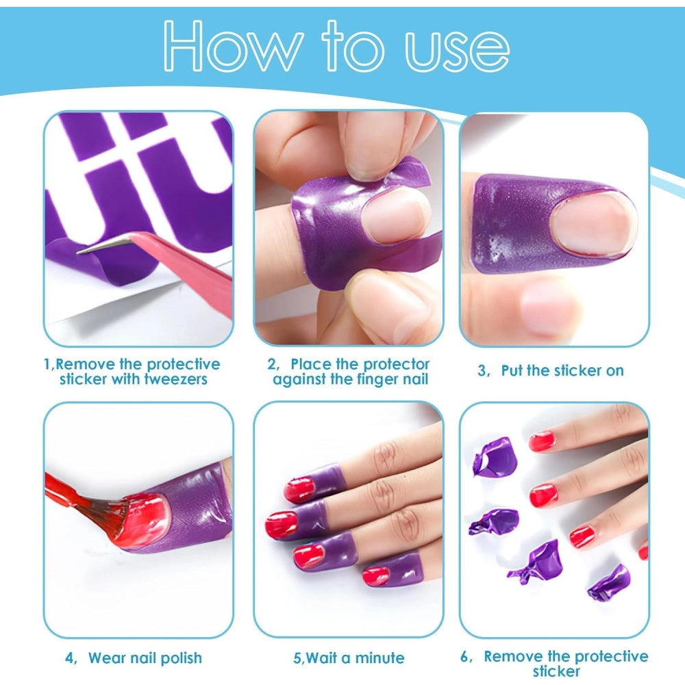 Trade Shop - Stencil Per Smalto Unghie 30pz Adesivo Protezione Per Dita A Forma Di U Nail Art -